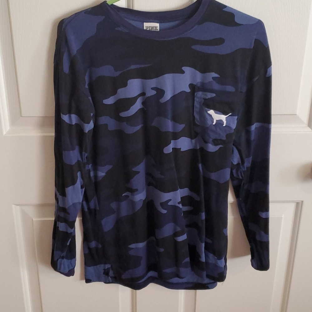 VS PINK blue camo long sleeve shirt